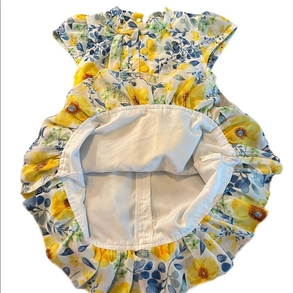 WINNER BRAND GIRLS FLORAL DRESS IN YELLOW & BLUES SIZE 18-24 MONTHS - Picture 4 of 8